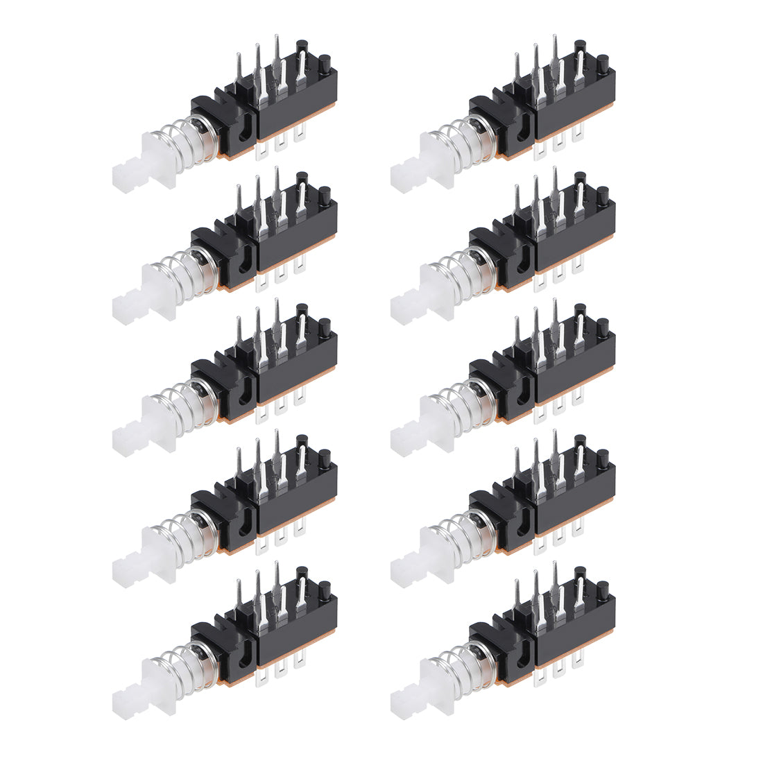 uxcell Uxcell Push Button Switch, DPDT 6 Pin 1 Position Self-Locking Black 10pcs