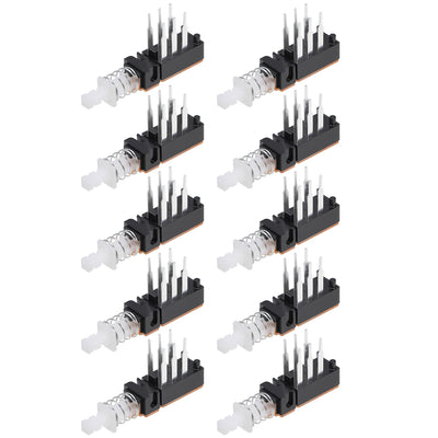 Harfington Uxcell Push Button Switch DPDT 6 Pin 1 Position Self-Locking 0.5" Long Pin 10pcs