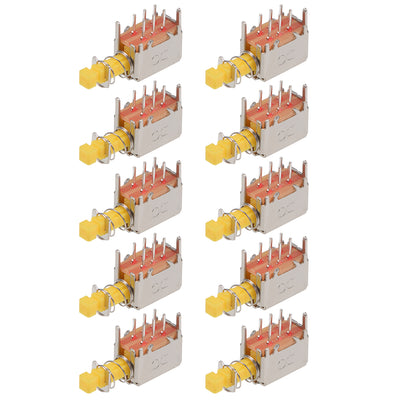 Harfington Uxcell Push Button Switch DPDT 6 Pin 1 Position Self-Locking Yellow 10pcs