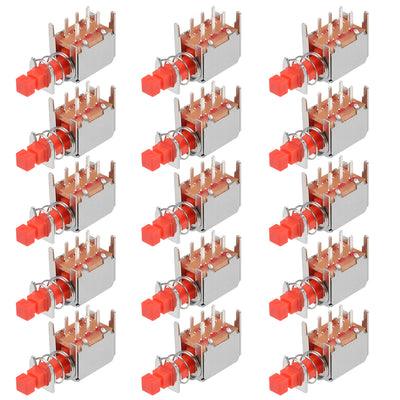 Harfington Uxcell Push Button Switch DPDT 6 Pin 1 Position Self-Locking Red 15pcs