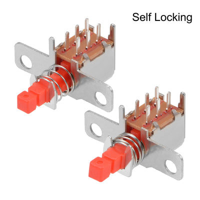 Harfington Uxcell Push Button Switch, DPDT 6 Pin 1 Position Self-Locking Red 5pcs