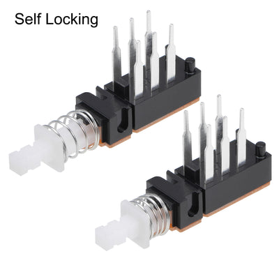 Harfington Uxcell Push Button Switch DPDT 6 Pin 1 Position Self-Locking Black 5pcs