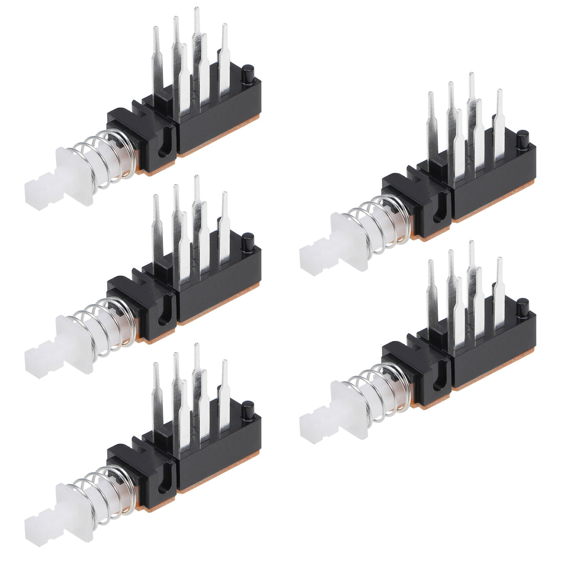 uxcell Uxcell Push Button Switch DPDT 6 Pin 1 Position Self-Locking Black 5pcs