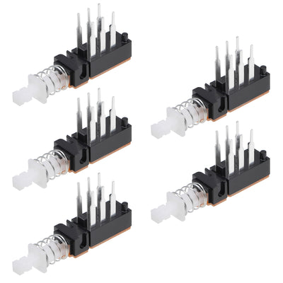 Harfington Uxcell Push Button Switch DPDT 6 Pin 1 Position Self-Locking Black 5pcs