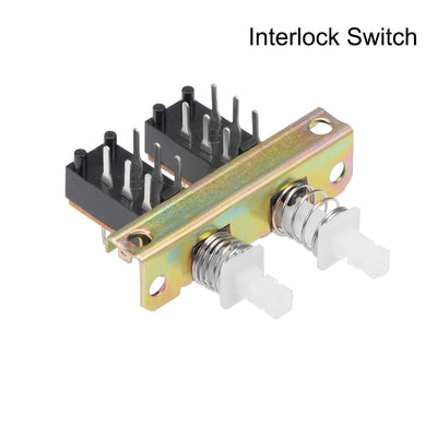 Harfington Uxcell Interlock Push Button Switch Piano Type DPDT 6 Pin 2 Row