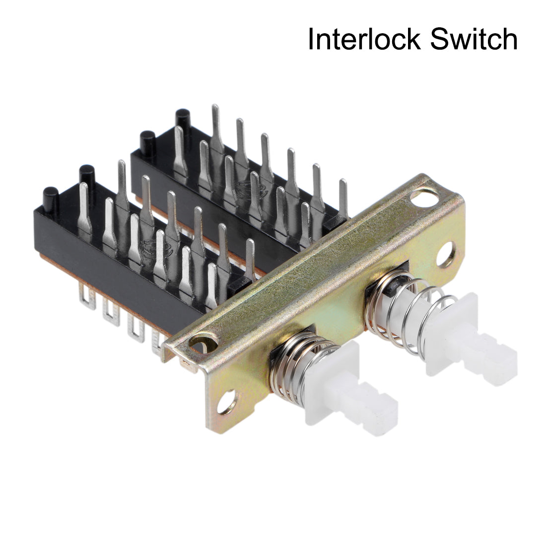 uxcell Uxcell Interlock Push Button Switch Piano Type 4PDT 12 Pin 2 Row