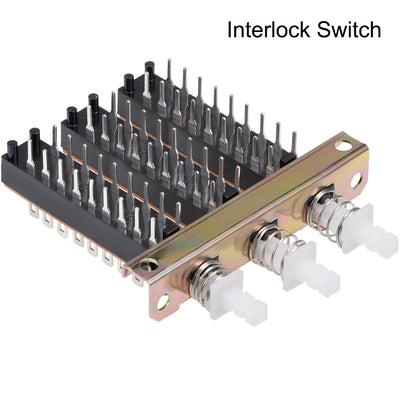 Harfington Uxcell Interlock Push Button Switch Piano Type 6PDT 18 Pin 3 Row