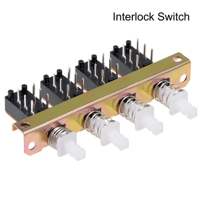 Harfington Uxcell Interlock Push Button Switch Piano Type DPDT 6 Pin 4 Row
