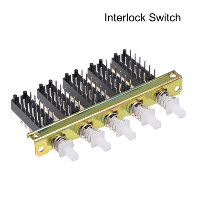 Harfington Uxcell Interlock Push Button Switch Piano Type 4PDT 12 Pin 5 Row