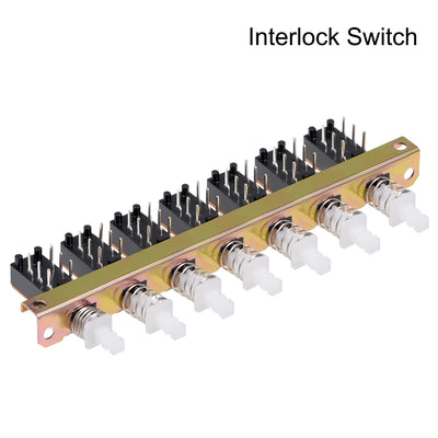 Harfington Uxcell Interlock Push Button Switch Piano Type DPDT 6 Pin 7 Row