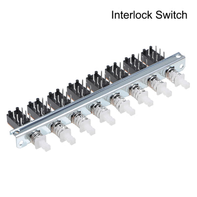 Harfington Uxcell Interlock Push Button Switch Piano Type DPDT 6 Pin 8 Row