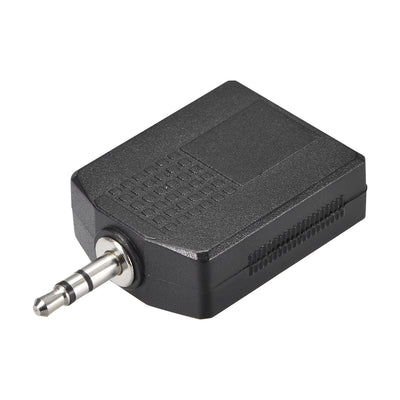 Harfington Uxcell 3.5mm Male to Dual 6.35mm Female Connector Splitter Adapter Coupler Black for Stereo Audio Video AV TV Cable Convert