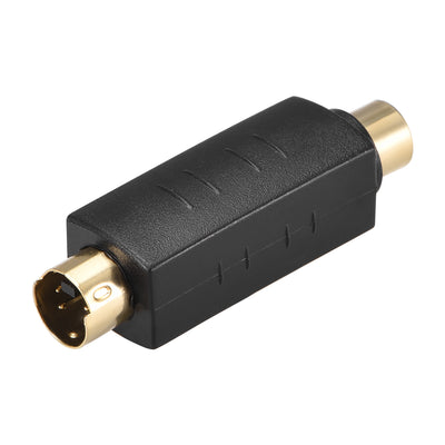 Harfington Uxcell RCA Female to S-Video 4 Terminal Male Connector Stereo Audio Video Cable Adapter Coupler Black