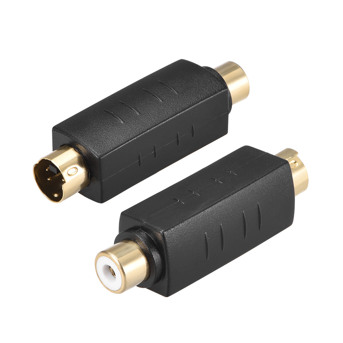 uxcell Uxcell RCA Female to S-Video 4 Terminal Male Connector Stereo Audio Video Cable Couplers Black 2Pcs