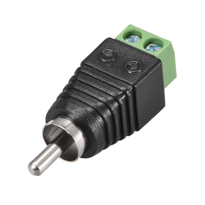 Harfington Uxcell RCA Male to AV Screw Terminal Audio Video Connector Adapter Green for CCTV Security Camera Cable Wire Ends