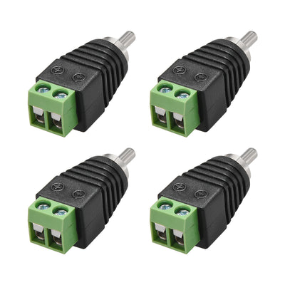 Harfington Uxcell RCA Male to AV Screw Terminal Audio Video Connector Adapter Converter Green 4Pcs for CCTV Security Camera System