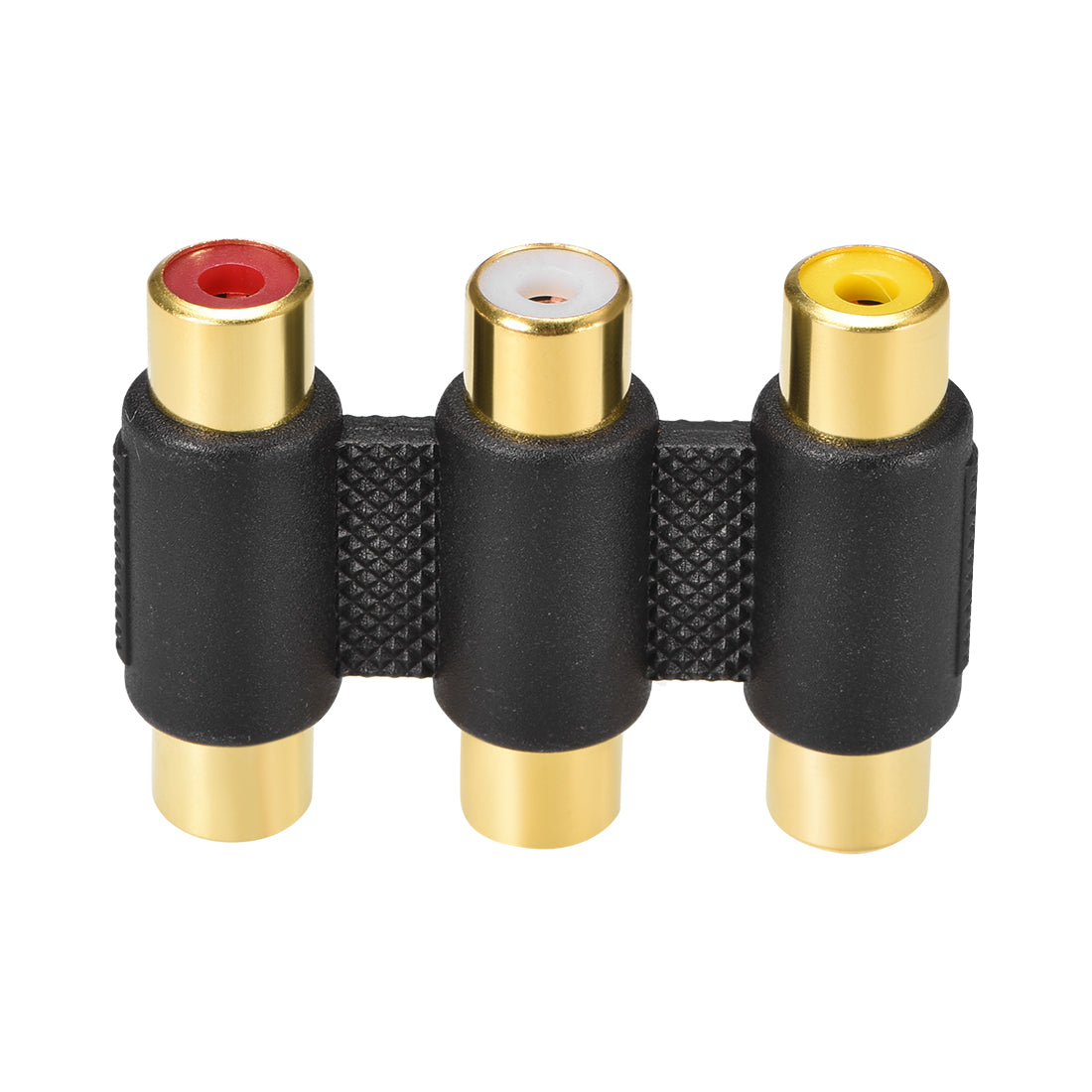 uxcell Uxcell Gold Plated 3-RCA Female to Female Jack Coupler Adapter White Red Yellow 2Pcs