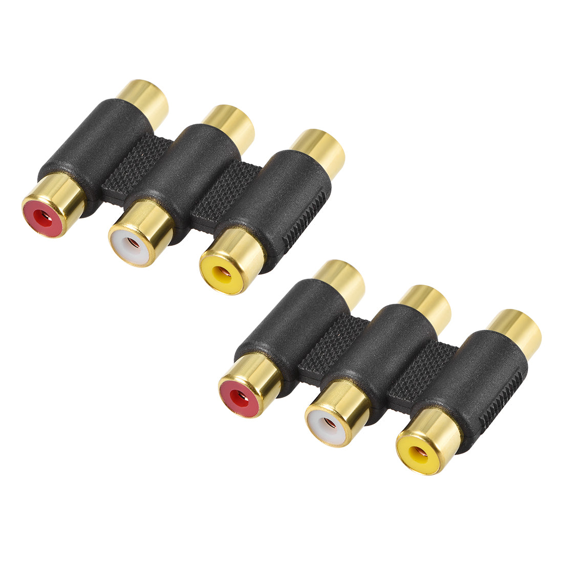 uxcell Uxcell Gold Plated 3-RCA Female to Female Jack Coupler Adapter White Red Yellow 2Pcs