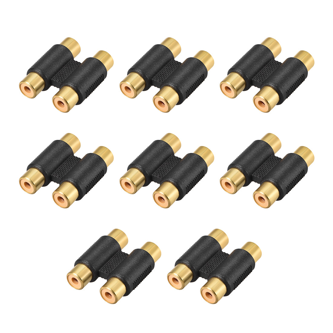 uxcell Uxcell RCA 2 Female to 2 Female Connector Stereo Audio Video Cable Adapter Couplers Gold-plated 8Pcs