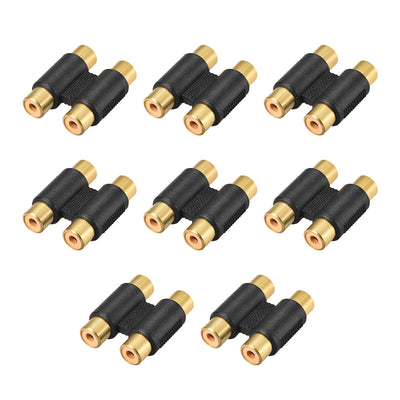 Harfington Uxcell RCA 2 Female to 2 Female Connector Stereo Audio Video Cable Adapter Couplers Gold-plated 8Pcs