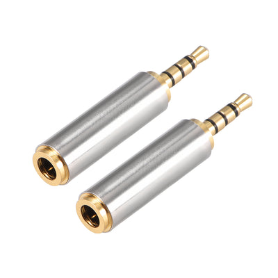Harfington Uxcell 2.5mm Stereo 4 Pole Male to 3.5mm Female Connector Audio Video Adapter Converters Zinc Alloy 2Pcs