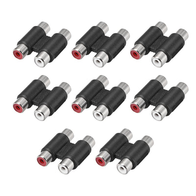 Harfington Uxcell RCA 2 Female to 2 Female Connector Stereo Audio Video Cable Adapter Coupler Black 8Pcs
