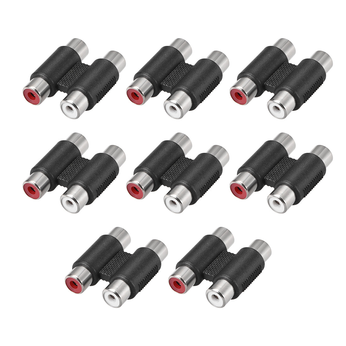 uxcell Uxcell RCA 2 Female to 2 Female Connector Stereo Audio Video Cable Adapter Coupler Black 8Pcs