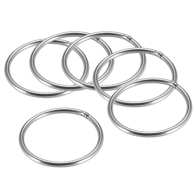 uxcell Uxcell Welded O Ring, 50 x 3mm Strapping Round Rings 201 Stainless Steel 6pcs