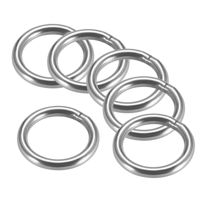 uxcell Uxcell Welded O Ring, 30 x 4mm Strapping Round Rings 201 Stainless Steel 6pcs