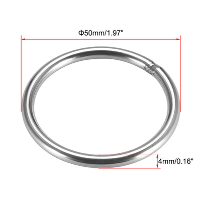 Harfington Uxcell Welded O Ring, 50 x 4mm Strapping Round Rings 201 Stainless Steel 10pcs