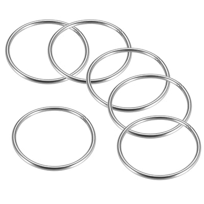 uxcell Uxcell Welded O Ring, 80 x 4mm Strapping Round Rings 201 Stainless Steel 6pcs