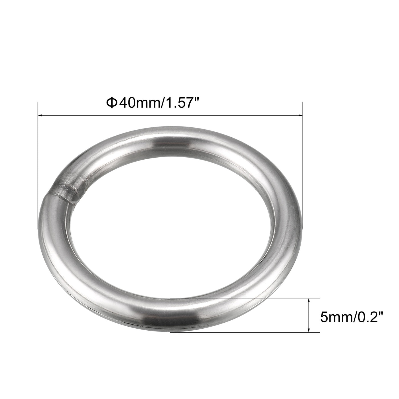 uxcell Uxcell Welded O Ring, 40 x 5mm Strapping Round Rings 201 Stainless Steel 10pcs
