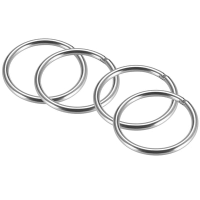 Harfington Uxcell Welded O Ring, 60 x 5mm Strapping Round Rings 201 Stainless Steel 4pcs