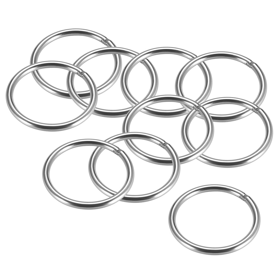 uxcell Uxcell Welded O Ring, 60 x 5mm Strapping Round Rings 201 Stainless Steel 10pcs