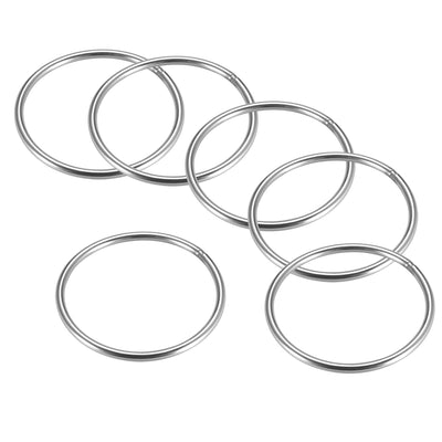 uxcell Uxcell Welded O Ring, 90 x 5mm Strapping Round Rings 201 Stainless Steel 6pcs