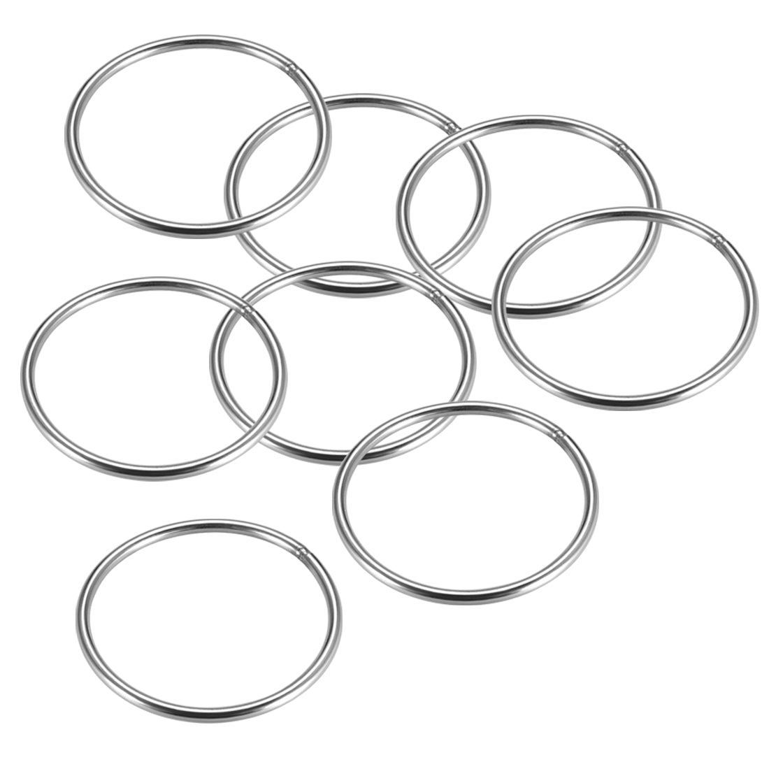 uxcell Uxcell Welded O Ring, 90 x 5mm Strapping Round Rings 201 Stainless Steel 8pcs