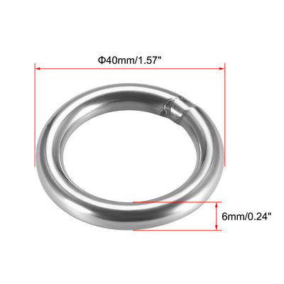 Harfington Uxcell Welded O Ring, 40 x 6mm Strapping Round Rings 201 Stainless Steel 4pcs