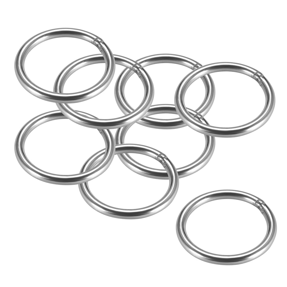 uxcell Uxcell Welded O Ring, 60 x 6mm Strapping Round Rings 201 Stainless Steel 8pcs