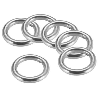 uxcell Uxcell Welded O Ring, 50 x 8mm Strapping Round Rings 201 Stainless Steel 6pcs