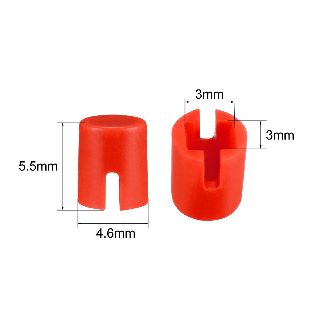 uxcell Uxcell 50Pcs Plastic 4.6x5.5mm Push Button Tactile Switch Caps Cover Keycaps Red for 6x6x7.3mm Tact Switch