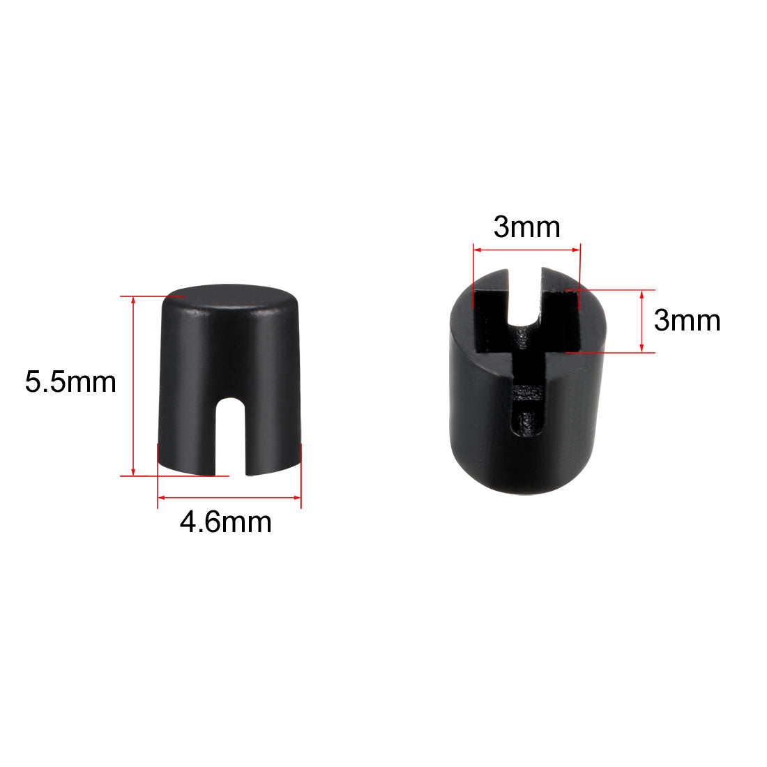 uxcell Uxcell 50Pcs Plastic 4.6x5.5mm Push Button Tactile Switch Caps Cover Keycaps Black for 6x6x7.3mm Tact Switch
