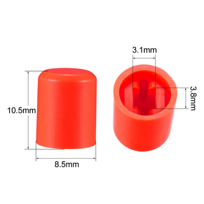 Harfington Uxcell 20Pcs 3.1mm Hole Dia Plastic Push Button Tactile Switch Caps Cover Keycaps Protector Red for 6x6 Micro Switch
