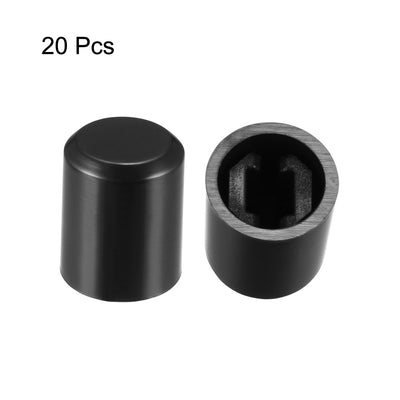 Harfington Uxcell 20Pcs 3.1mm Hole Dia Plastic Push Button Tactile Switch Caps Cover Keycaps Protector Black for 6x6 Micro Switch