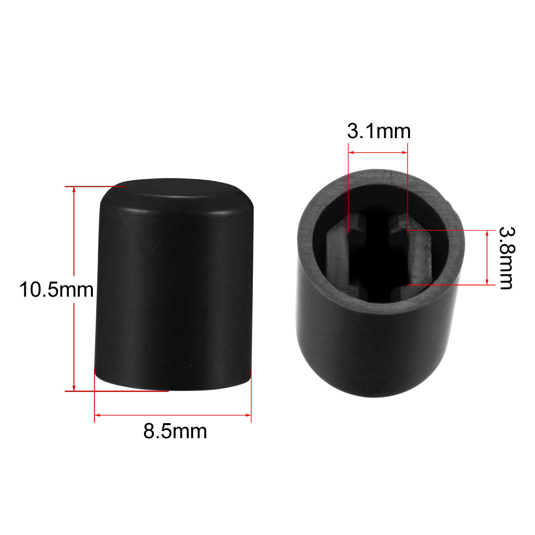 uxcell Uxcell 20Pcs 3.1mm Hole Dia Plastic Push Button Tactile Switch Caps Cover Keycaps Protector Black for 6x6 Micro Switch