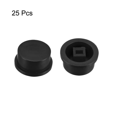 Harfington Uxcell 25Pcs Plastic 13.5x7.5mm Latching Pushbutton Tactile Switch Caps Cover Keycaps Protector Black