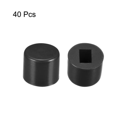 Harfington Uxcell 40Pcs Plastic 6x5mm Latching Pushbutton Tactile Switch Caps Cover Keycaps Protector Black
