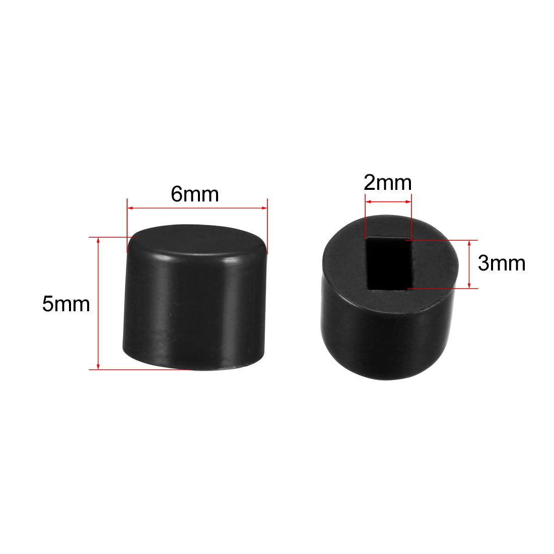 uxcell Uxcell 40Pcs Plastic 6x5mm Latching Pushbutton Tactile Switch Caps Cover Keycaps Protector Black