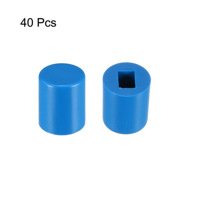 Harfington Uxcell 40Pcs Plastic 6x7mm Latching Pushbutton Tactile Switch Caps Cover Keycaps Protector Blue