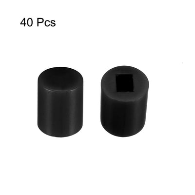Harfington Uxcell 40Pcs Plastic 6x7mm Latching Pushbutton Tactile Switch Caps Cover Keycaps Protector Black
