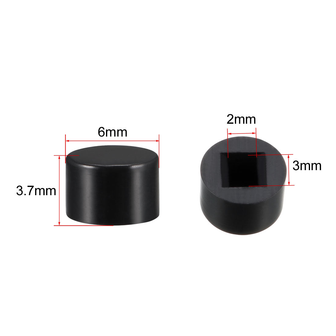 uxcell Uxcell 40Pcs Plastic 6x3.7mm Pushbutton Switch Caps Cover Keycaps Protector for 5.8x5.8 Latching Tactile Switch Black